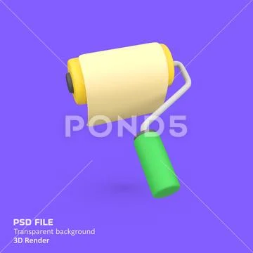 Paint roller isolated 3d render icon illustration Modello PSD
