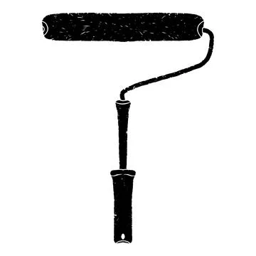 Paint roller. Items for repair. Graphics, linocut, texture. Vector black elem Illustration