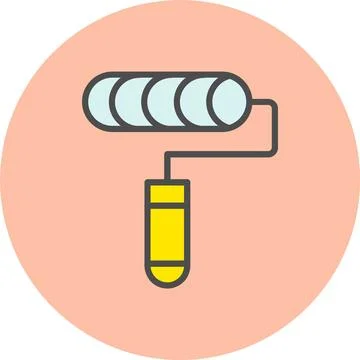 Paint Roller Line Filled Circle Icon Stock Illustration