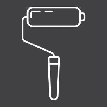 Paint Roller line icon, build and repair, painting Stock Illustration