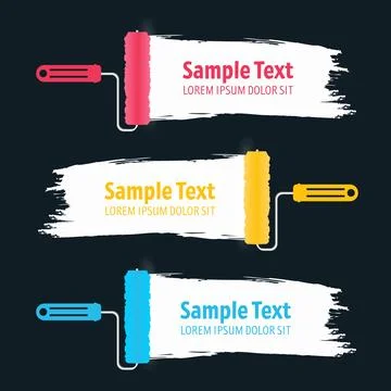 Paint roller with long stroke isolated on blue background Illustrazione stock