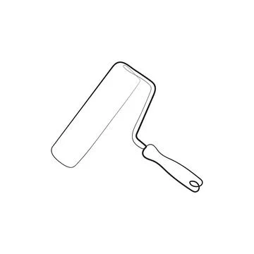 Paint roller. One line art drawing. Stock Illustration