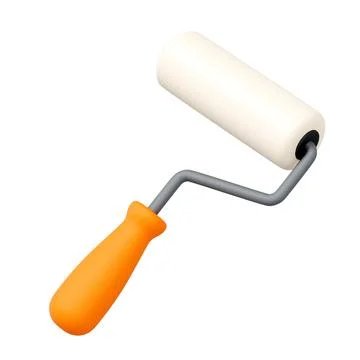 Paint Roller with Orange Handle Isolated on White Background Stock Illustration
