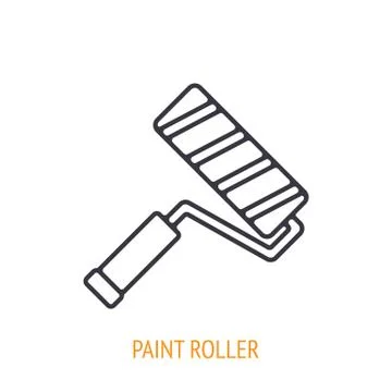 Paint roller outline icon. Vector illustration. Hand work tools Stock Illustration