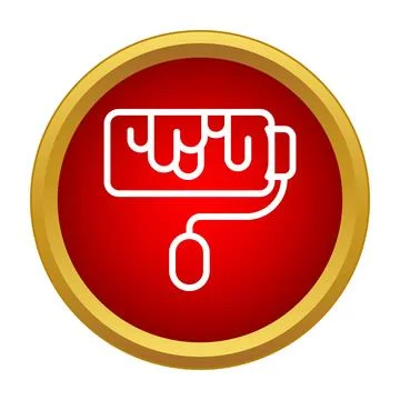 Paint roller with paint drops on a red circle background Stock Illustration