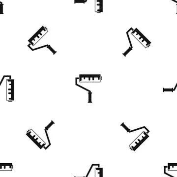 Paint roller with paint pattern seamless black Stock Illustration