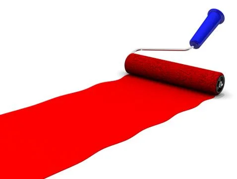 Paint roller paints by red color Illustration
