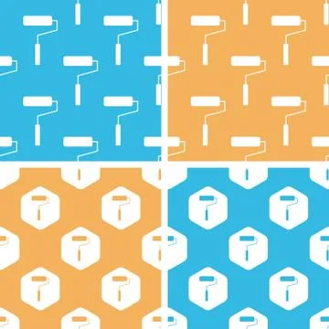 Paint roller pattern set, colored Stock Illustration