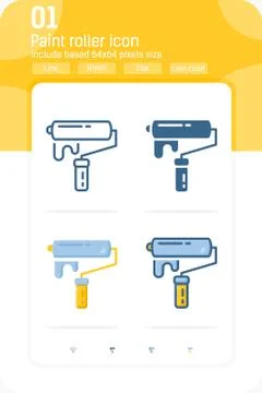 Paint Roller premium icon set with multiple style Stock Illustration