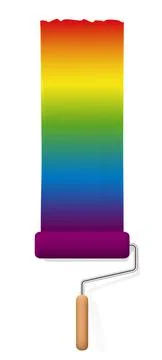 Paint Roller Rainbow Colored Brush Stroke Stock Illustration