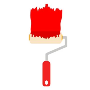 Paint roller with red paint stripe flat icon vector illustration Ilustración de archivo