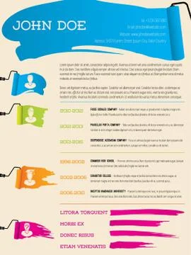 Paint roller resume template Stock Illustration