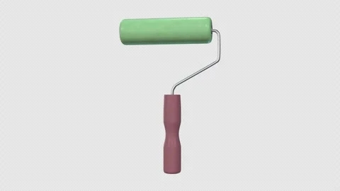 Paint Roller Rotating on a Transparent Background. Seamless Loop. 4K Video stock 304666927