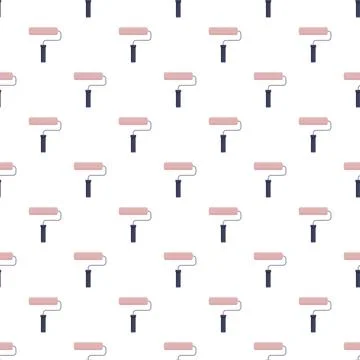 Paint roller seamless pattern creating renovation background Stock Illustration