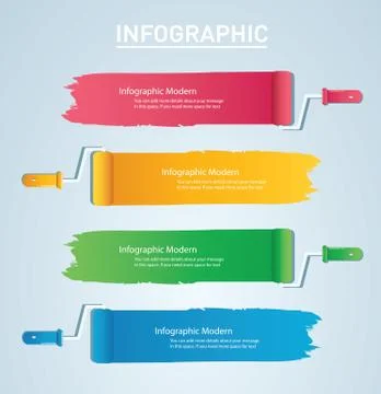 Paint roller with space for text info graphic Vector template with 4 options Stock Illustration