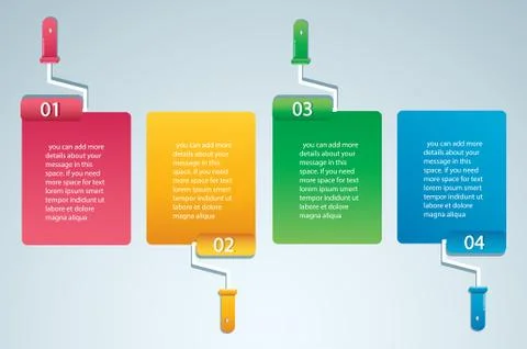 Paint roller with space for text info graphic Vector template with 4 options Stock Illustration