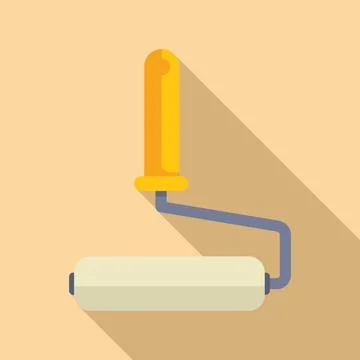 Paint roller spreading paint with a long shadow Stock Illustration