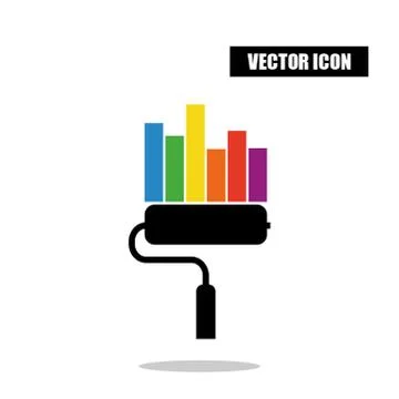 Paint roller statistic chart icon isolated on white background Illustrazione stock