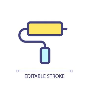 Paint roller tool pixel perfect RGB color ui icon Ilustração Stock