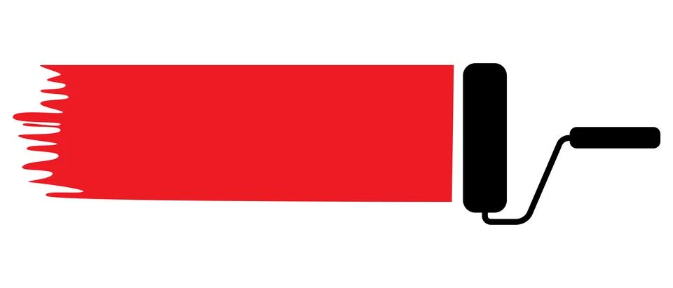 Paint roller. Trace Red. Can be used for text Illustrazione stock