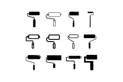 Paint roller vector icons set collection. Vector illustration design. Stock Illustration