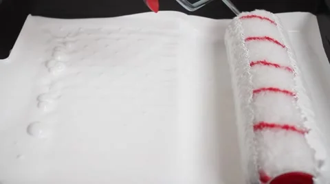Paint Roller in White Paint Stock-Footage 43959505