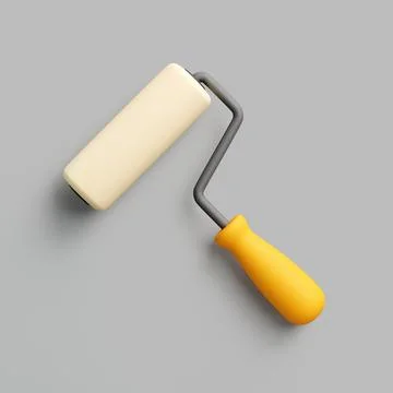 Paint Roller with Yellow Handle on Gray Background Stock Illustration