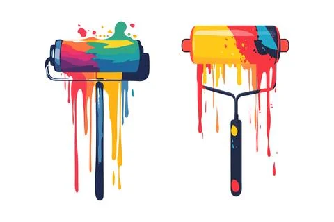 Paint Rollers Colors Supplies Stock Illustration