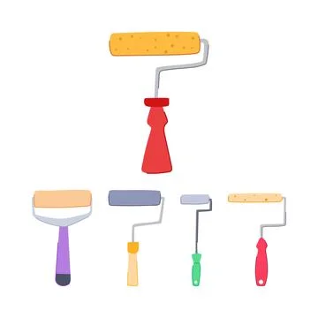 Paint rollers creating home improvement renovation tools collection Stock Illustration
