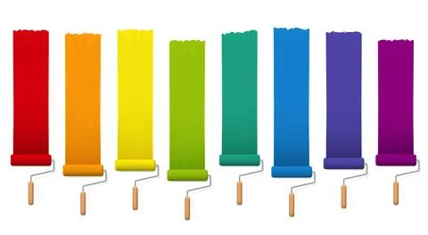 Paint Rollers Vertical Brush Strokes Colorful Wall Paint Stock Illustration