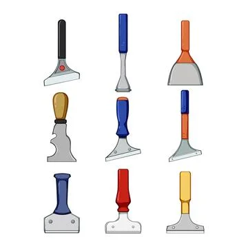 Paint scraper set cartoon vector illustration Ilustração Stock