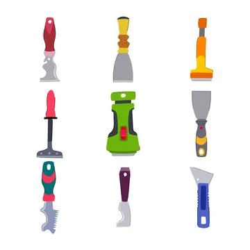Paint scraper set cartoon vector illustration Stock Illustration