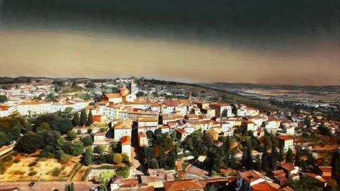 Paint-Sinalunga Village approach view-Aerial-Italy-Tuscany  Stock Footage 201870757