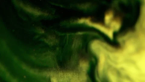 Paint spill sparkling ink flow green black mix Video stock 282417642