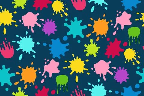 Paint splash colorful seamless pattern ink flat Illustrazione stock