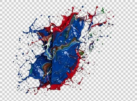 Paint splash creating an abstract flag of north korea on transparent backgr.. Stock Illustration