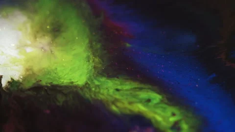 Paint splash glitter mist texture green blue black Video stock 256600154