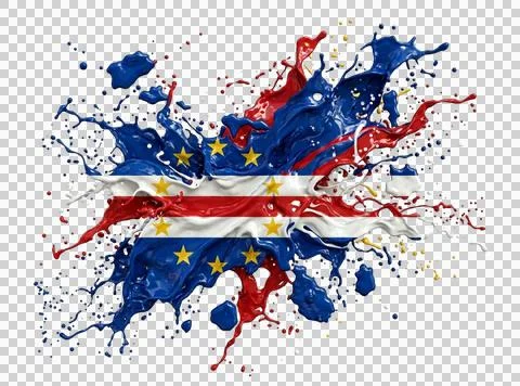 Paint splash in shape of cape verde flag, cape verde flag paint, cape verde.. Stock Illustration