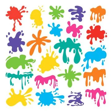 Paint splashes color blobs. Stain cartoon style, abstract isolated ink drops Stock Illustration