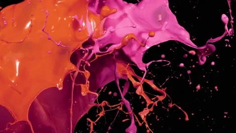 Paint splashing and Exploding from buttom in Slowmotion, Paint splatter 動画素材 154329632