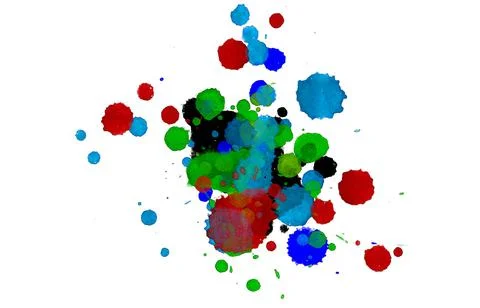 Paint splat pattern. Multi color abstract element for poster use. Illustrazione stock