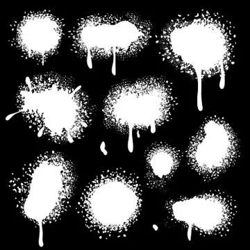 Paint splat set. White blots circle splashes Stock Illustration