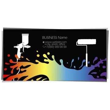 Paint splatter and spray roller business card Stock Illustration