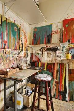 Paint Splattered Walls Of Art Studio