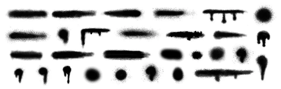 Paint spray. Black splat frame. Abstract shapes. Grip dots. Graffiti splash. Ilustração Stock
