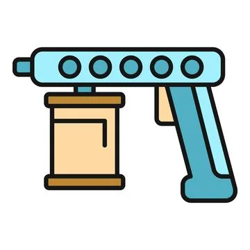 Paint spray gun tool flat color icon Stock Illustration