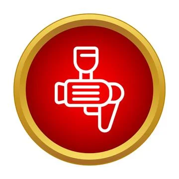 Paint spray gun tool icon red circle Stock Illustration