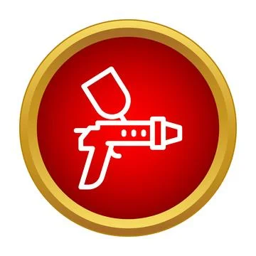 Paint spray gun tool icon in red circle Stock Illustration