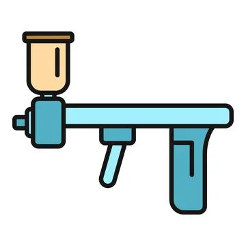 Paint spray gun tool spraying coating icon Stock Illustration