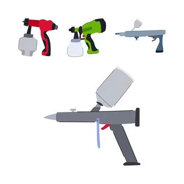 Paint sprayers selection for painting and artistic work Stock Illustration